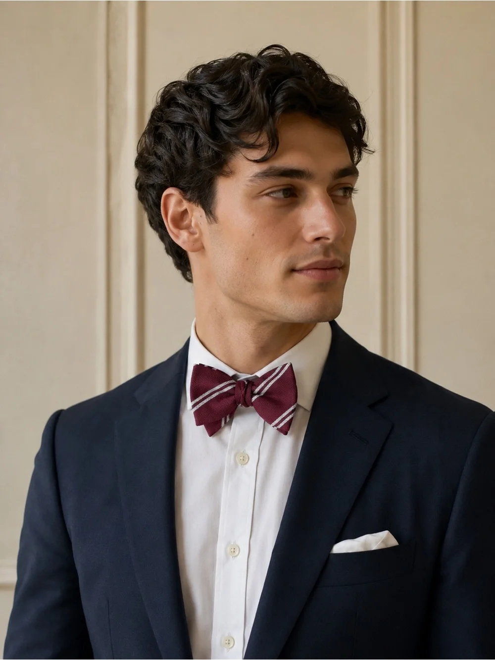 Bow Tie Tuesday Burgundy Stripe Bow Tie Wool Silk Blend NWT Preppy Classic